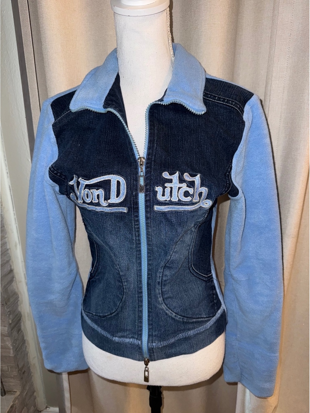 Von Dutch Denim & Baby Blue Fleece Jacket – XXL